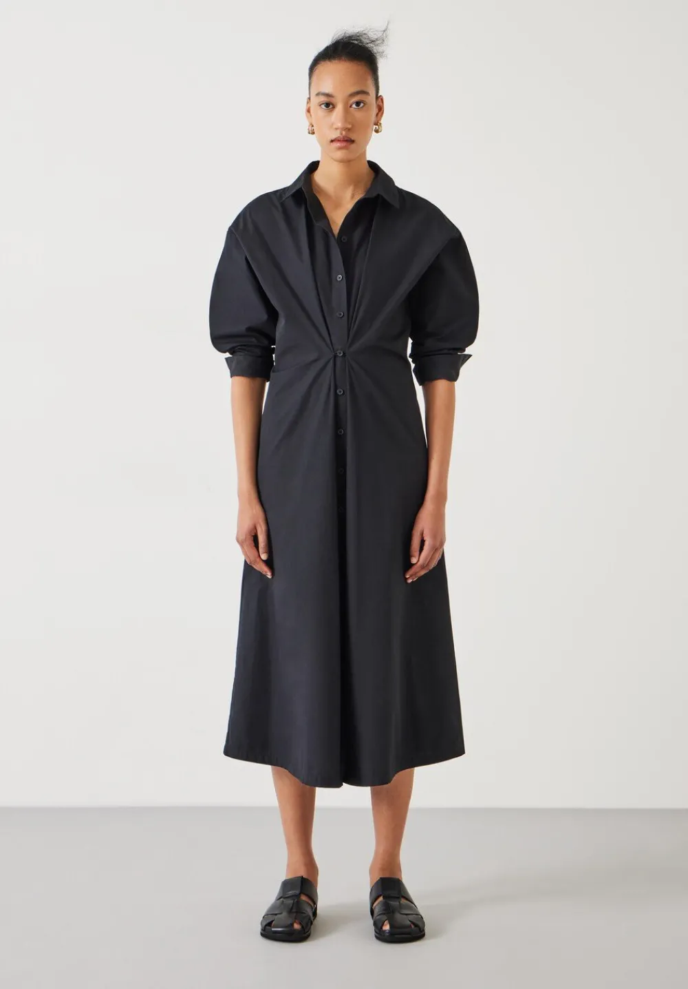 hush Dresses|Freddie Maxi Shirt Dress Black