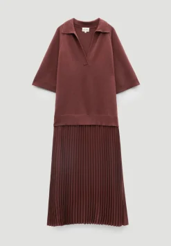 hush Dresses|Gabriela Polo Knit Dress Burgundy Brown