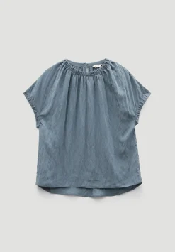 hush Tops & T-Shirts|Shirts & Blouses|Gathered Crew Neck Detail Top Stormy Blue