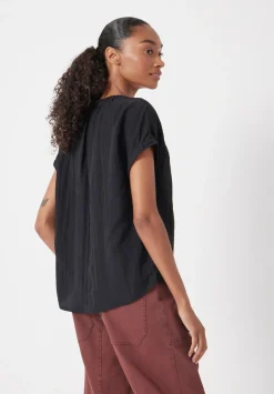 hush Tops & T-Shirts|Shirts & Blouses|Gathered Crew Neck Detail Top Black