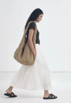 hush Skirts|Gathered Detail Midi Skirt Ecru White
