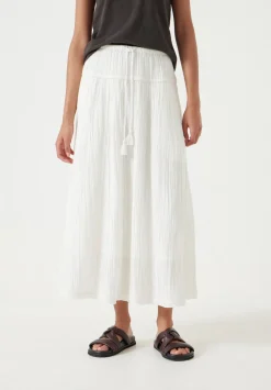 hush Skirts|Gathered Detail Midi Skirt Ecru White