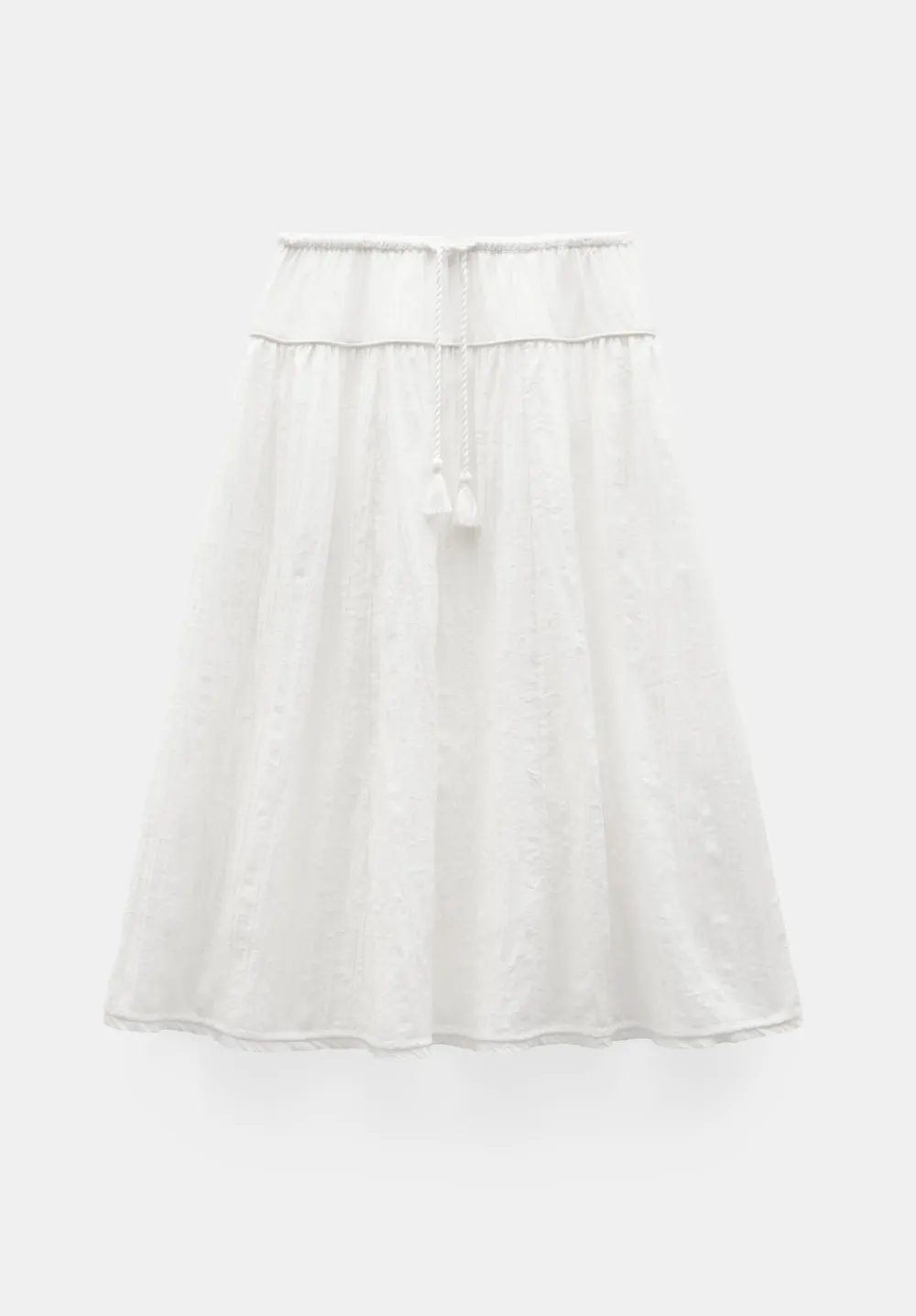 hush Skirts|Gathered Detail Midi Skirt Ecru White
