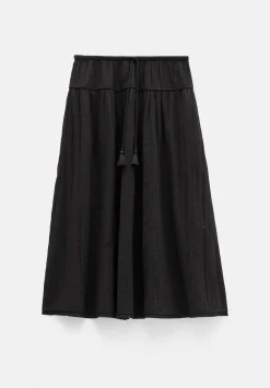 hush Skirts|Gathered Detail Midi Skirt Washed Black