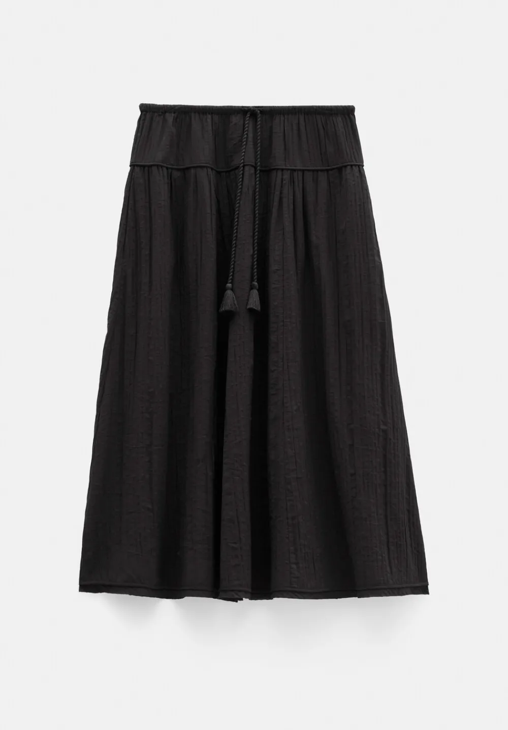 hush Skirts|Gathered Detail Midi Skirt Washed Black