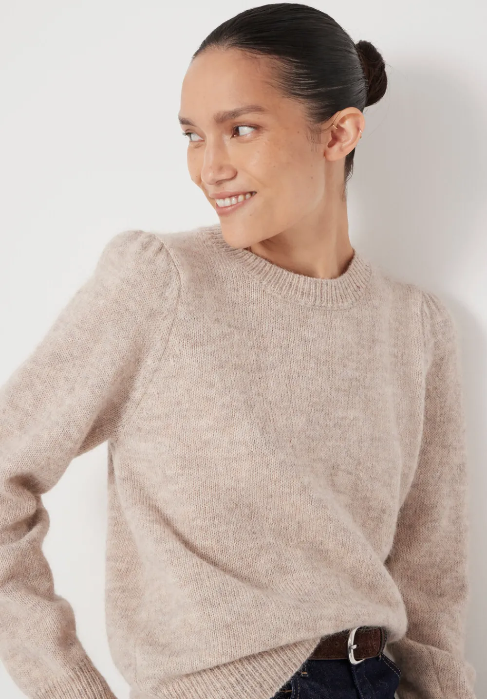hush Jumpers & Cardigans|Gathered Shoulder Wool Blend Jumper Off White