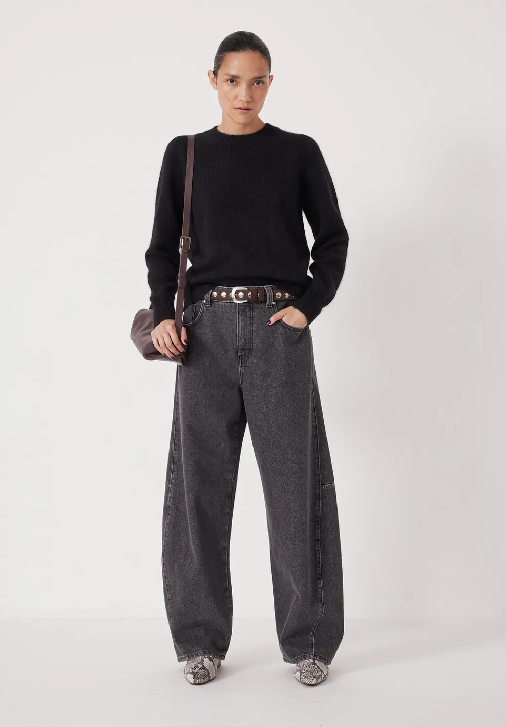 hush Jumpers & Cardigans|Gathered Shoulder Wool Blend Jumper Black