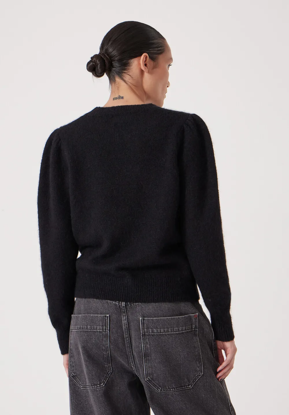 hush Jumpers & Cardigans|Gathered Shoulder Wool Blend Jumper Black