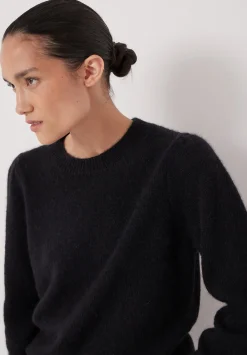 hush Jumpers & Cardigans|Gathered Shoulder Wool Blend Jumper Black