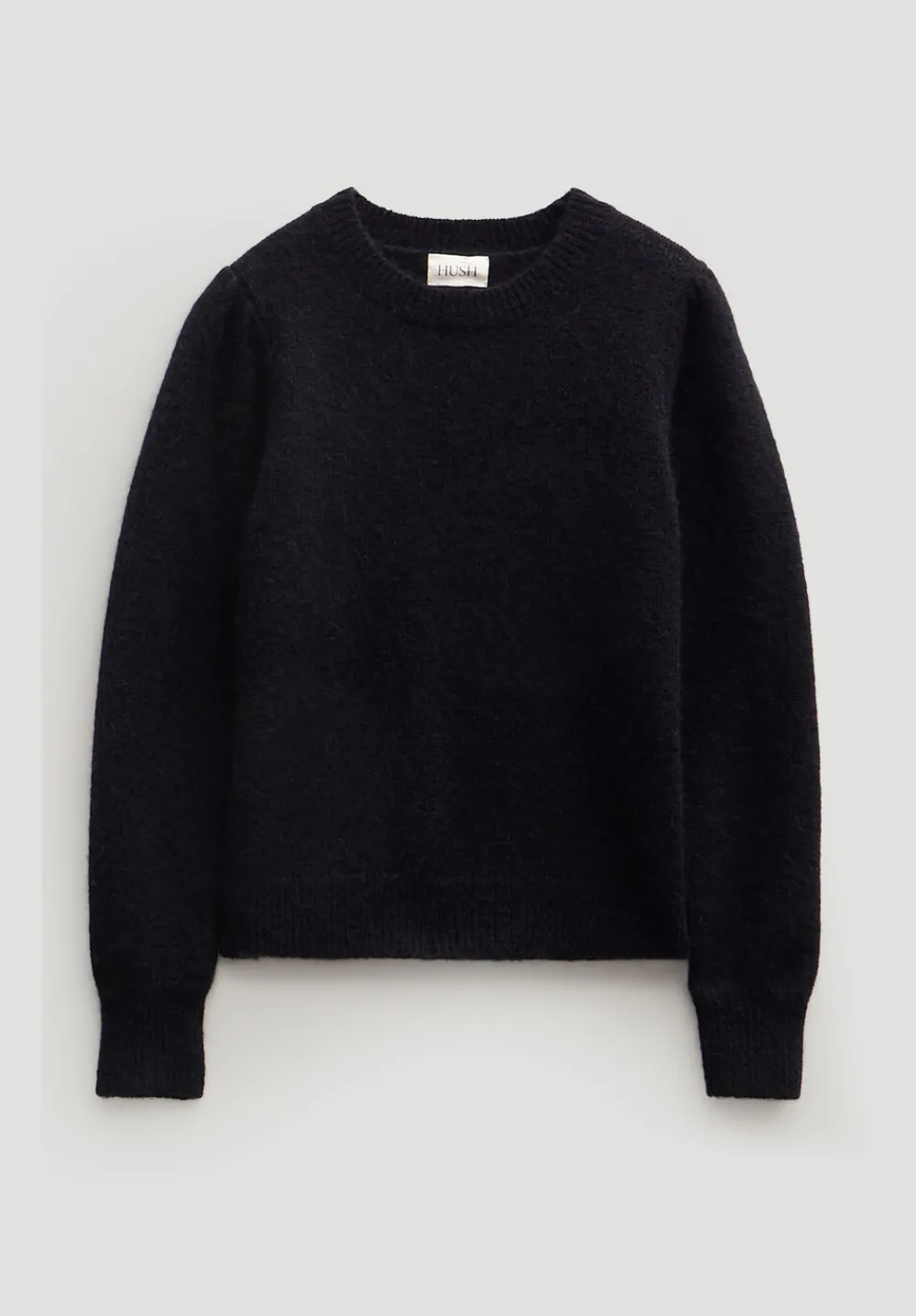 hush Jumpers & Cardigans|Gathered Shoulder Wool Blend Jumper Black