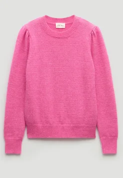 hush Jumpers & Cardigans|Gathered Shoulder Wool Blend Jumper Bright Pink