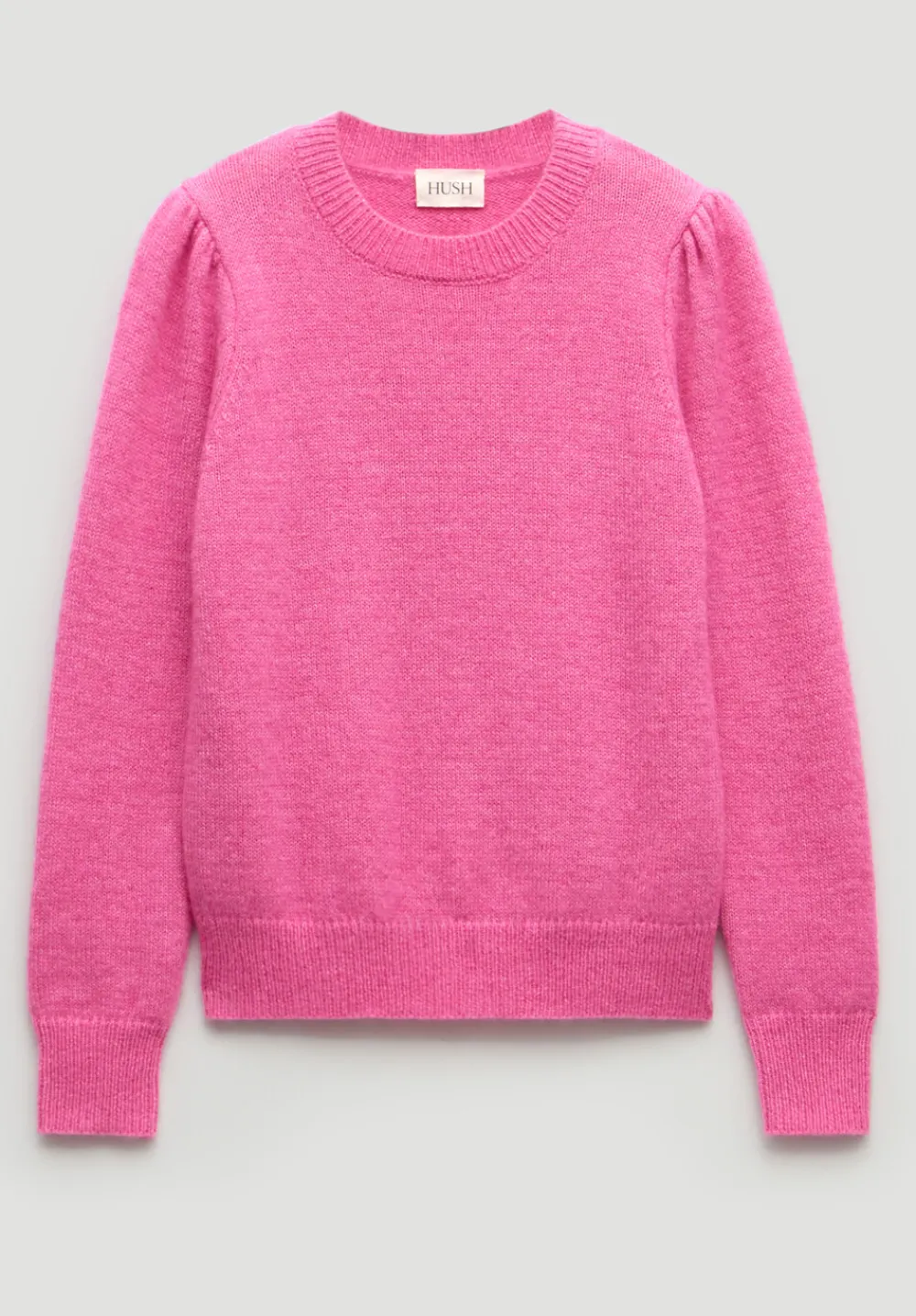 hush Jumpers & Cardigans|Gathered Shoulder Wool Blend Jumper Bright Pink