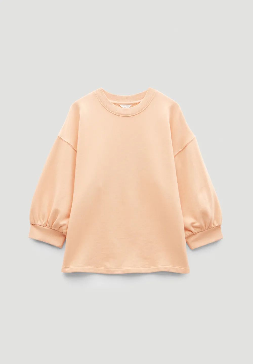 hush Sweatshirts & Hoodies|Gathered Sleeve Cotton Sweatshirt Apricot Orange