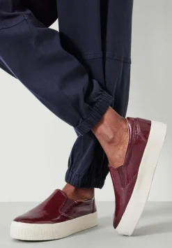 hush Flats|Trainers|Gili Flatform Leather Trainers Burgundy Red