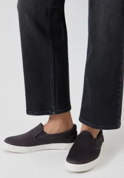 hush Trainers|Flats|Gili Satin Slip On Trainers Dark Slate Grey