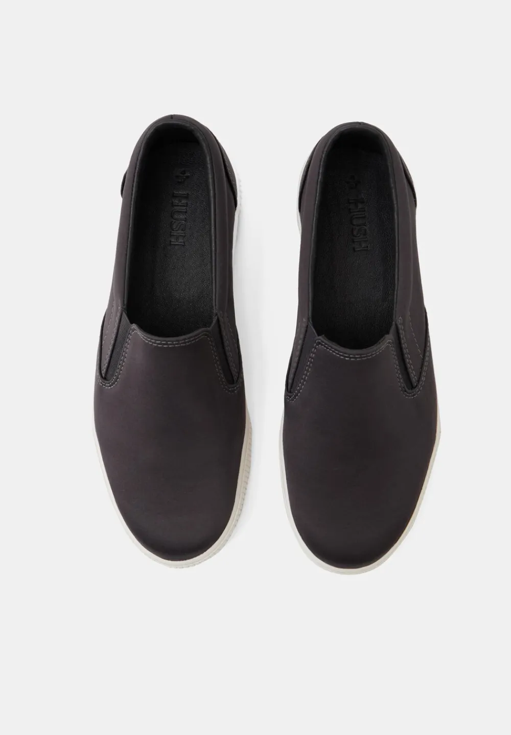hush Trainers|Flats|Gili Satin Slip On Trainers Dark Slate Grey