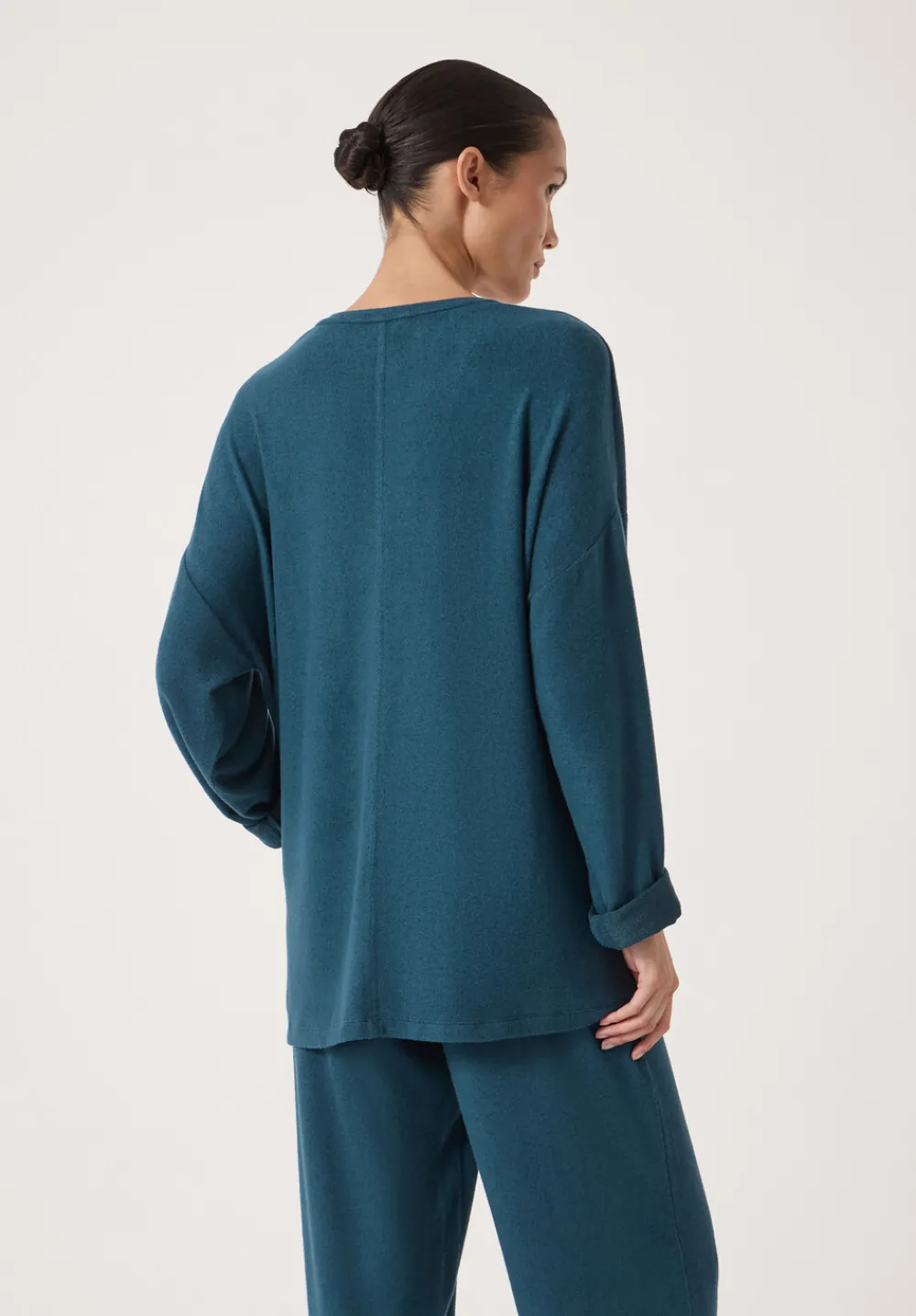 hush Tops & T-Shirts|Pyjamas & Nightwear|Gillian Supersoft V Neck Top Teal Blue
