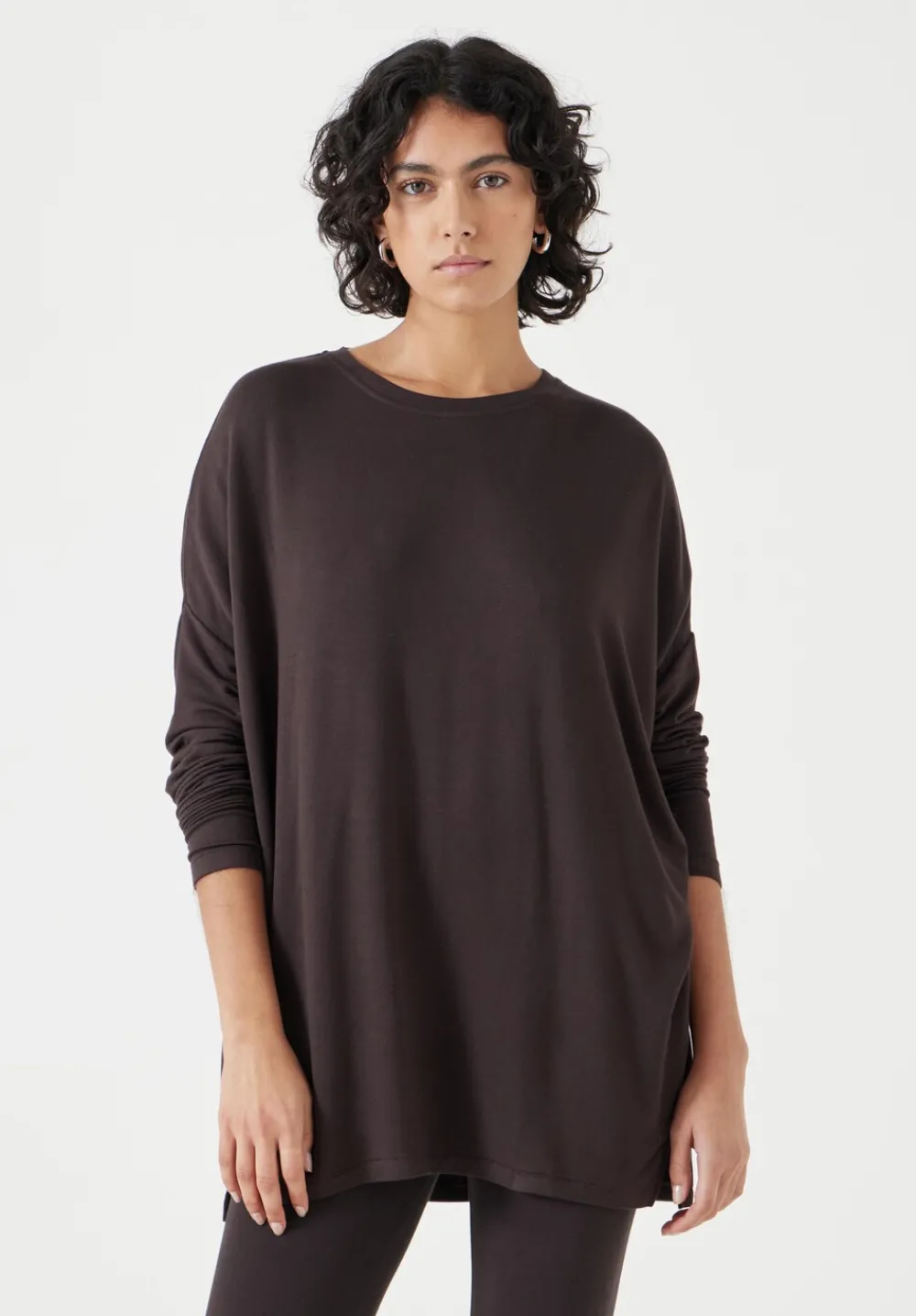 hush Tops & T-Shirts|Gillian Wide Jersey Top Chocolate brown