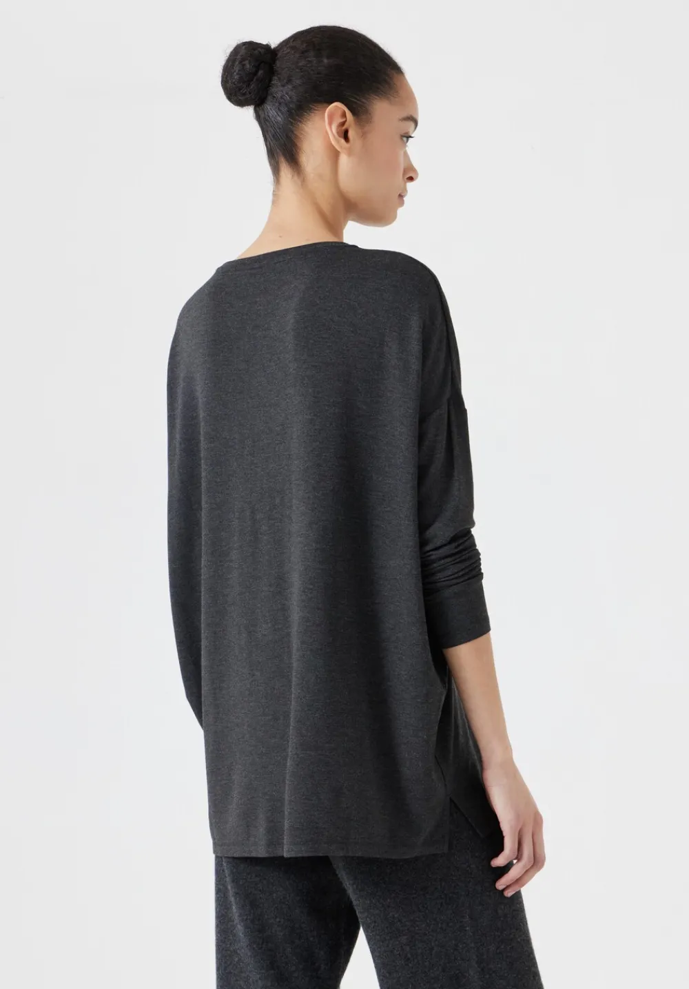 hush Tops & T-Shirts|Gillian Wide Jersey Top DARK GREY