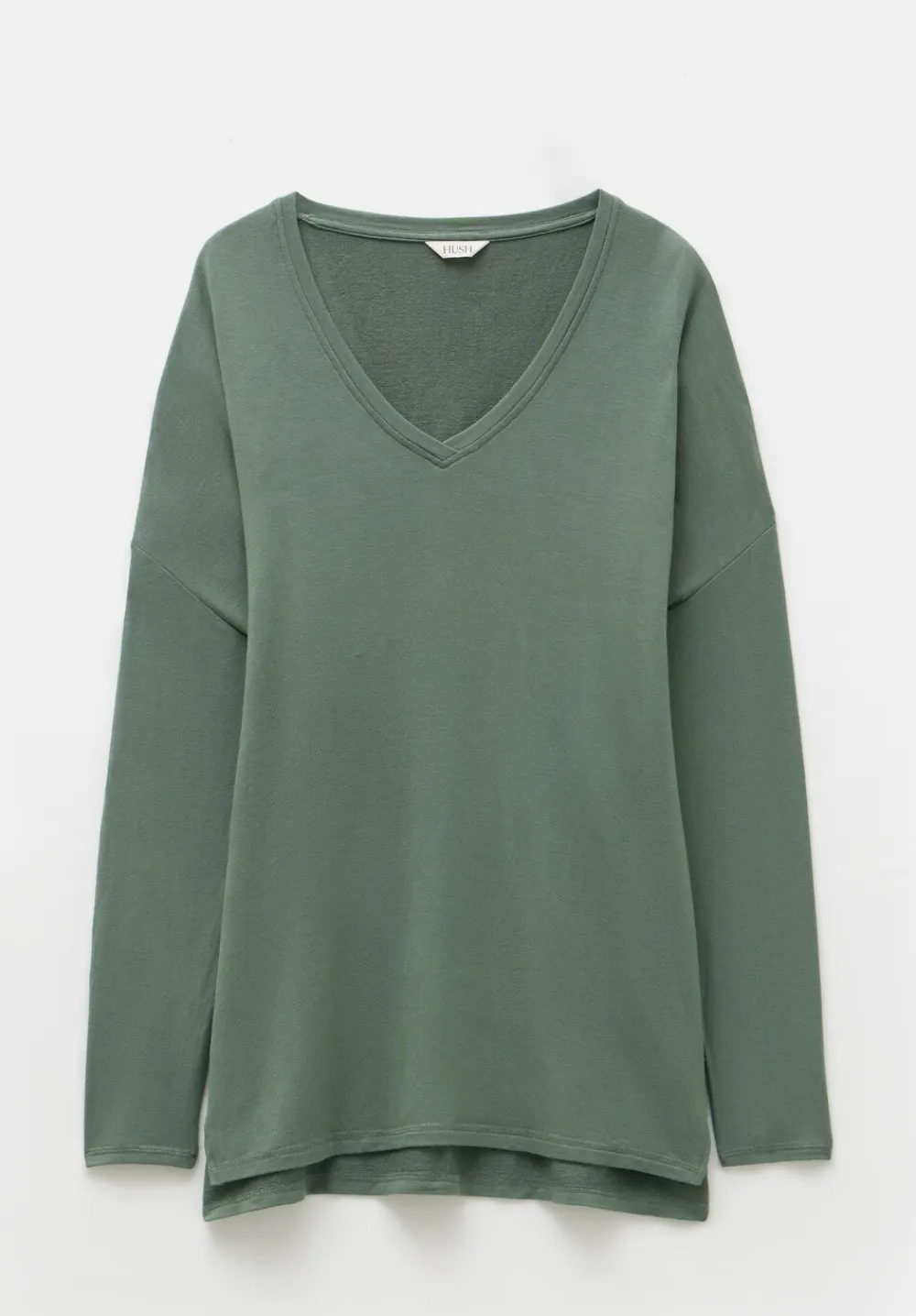 hush Tops & T-Shirts|Gillian Wide Jersey V Neck Top Khaki