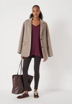 hush Tops & T-Shirts|Gillian Wide Jersey V Neck Top Wine Red