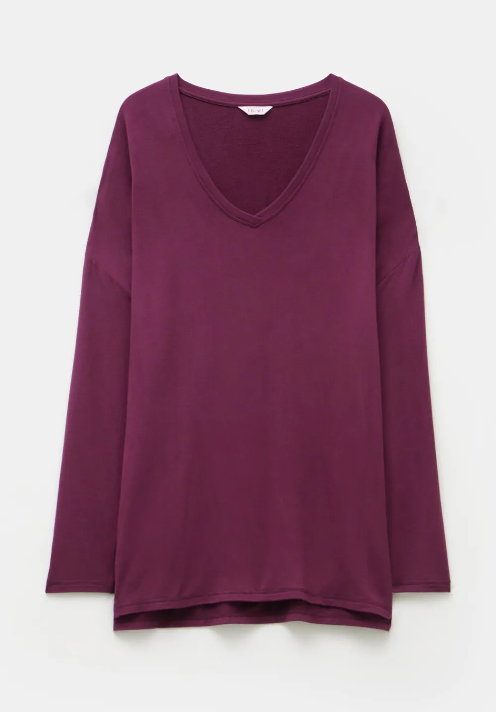 hush Tops & T-Shirts|Gillian Wide Jersey V Neck Top Wine Red