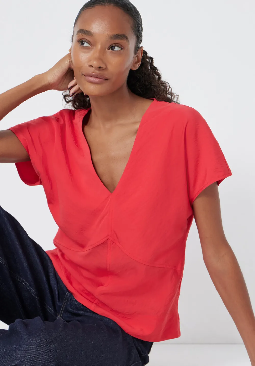 hush Tops & T-Shirts|Shirts & Blouses|Grace Air Flow Short Sleeve Top Bright Red