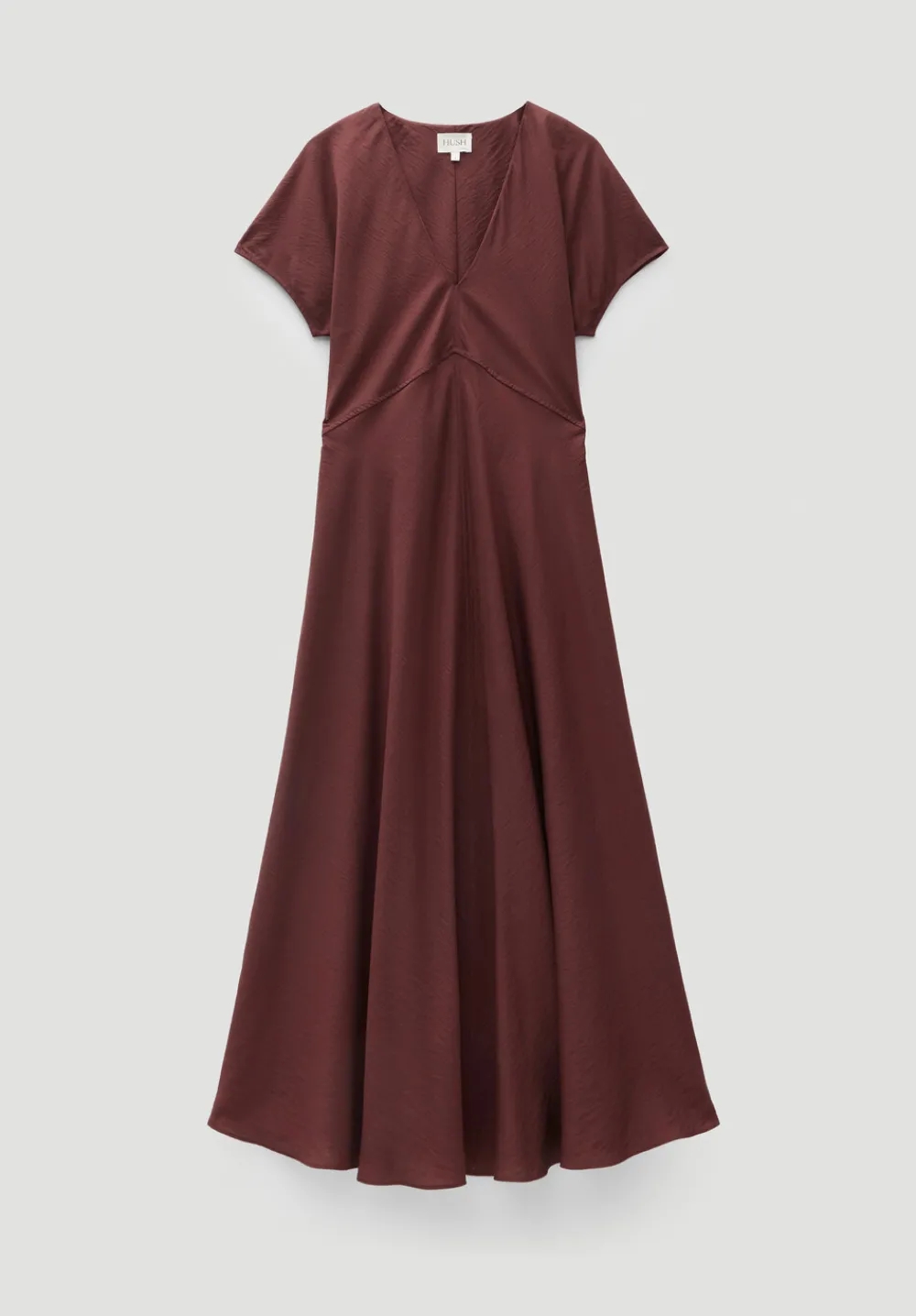 hush Dresses|Grace Air Flow V-Neck Maxi Dress Burgundy Brown