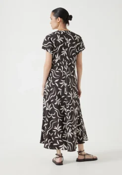 hush Dresses|Grace Air Flow V-Neck Maxi Dress Palm Print Chocolate