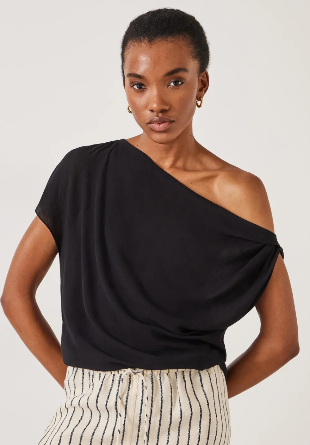 hush Shirts & Blouses|Grace Asymmetric Top Black