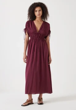 hush Swimwear & Beachwear|Dresses|Grace Cotton Blend Midi Beach Dress Burgundy Red