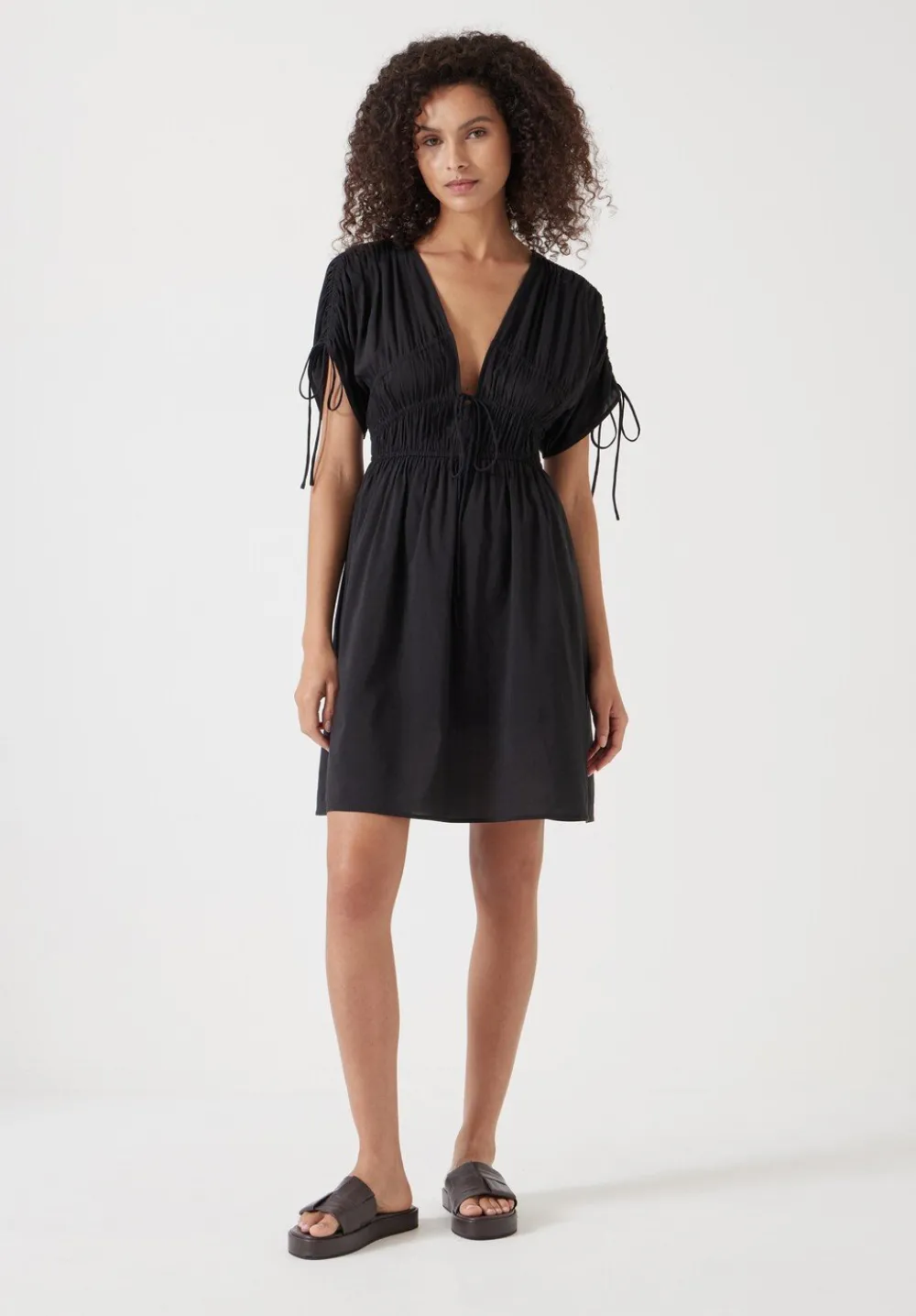 hush Swimwear & Beachwear|Dresses|Grace Cotton Blend Mini Beach Dress Washed Black