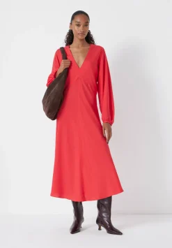 hush Dresses|Grace V-Neck Long Sleeve Dress Bright Red