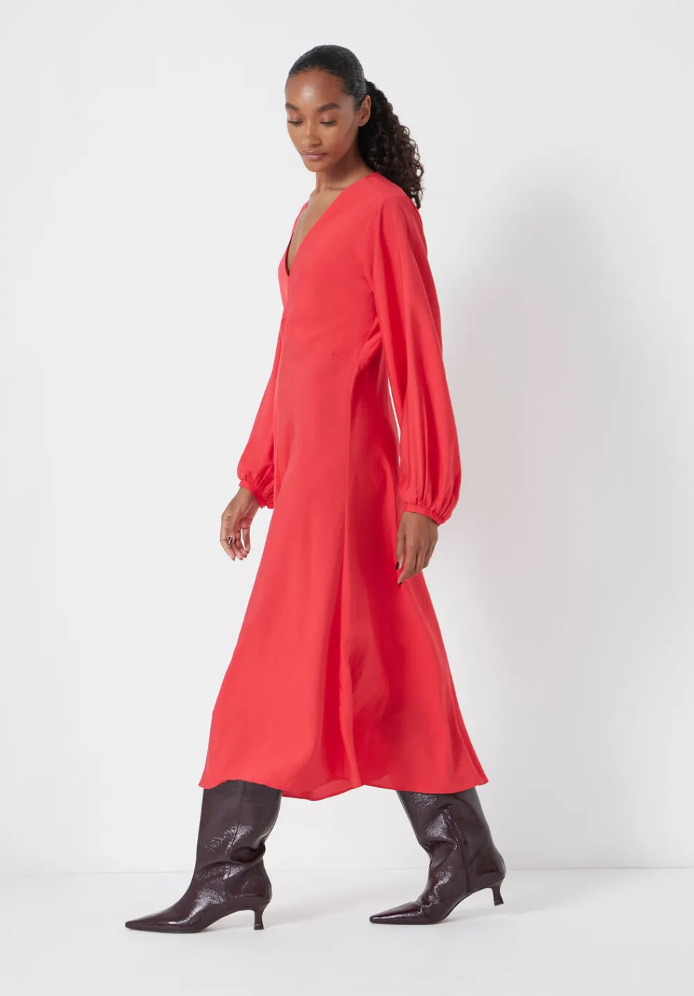 hush Dresses|Grace V-Neck Long Sleeve Dress Bright Red