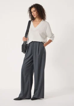 hush Jumpers & Cardigans|Gracey V Neck Metallic Jumper Silver Lurex