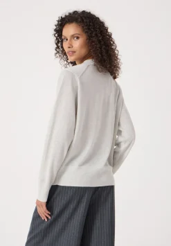 hush Jumpers & Cardigans|Gracey V Neck Metallic Jumper Silver Lurex