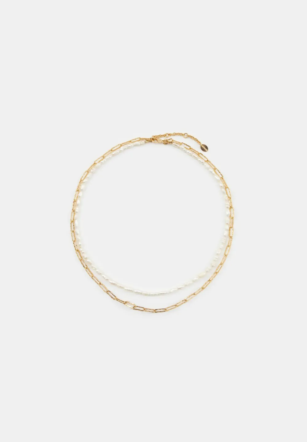 hush Jewellery|Hadley Hammered Pearl and Chain Necklace Gold - Jewellery