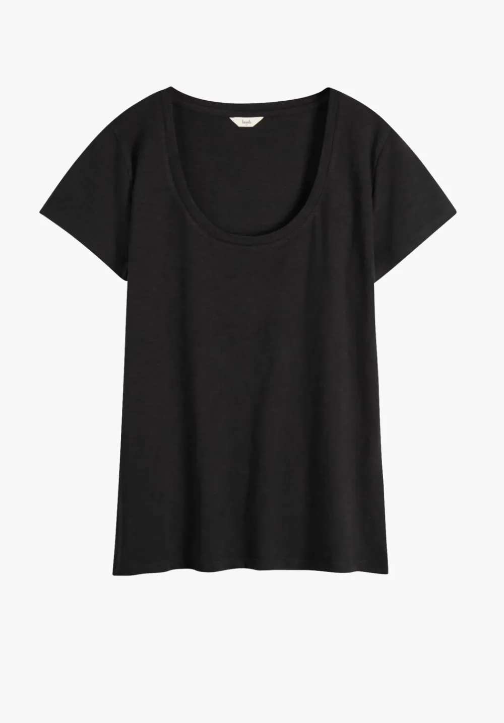 hush Tops & T-Shirts|Hari Scoop Neck Cotton Slub T-Shirt Black