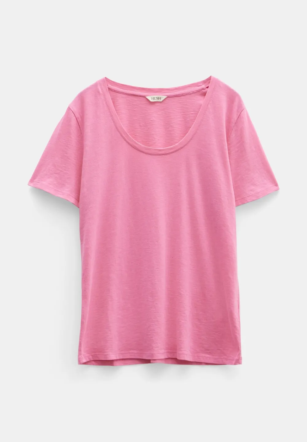 hush Tops & T-Shirts|Hari Scoop Neck Cotton Slub T-Shirt Strawberry Pink