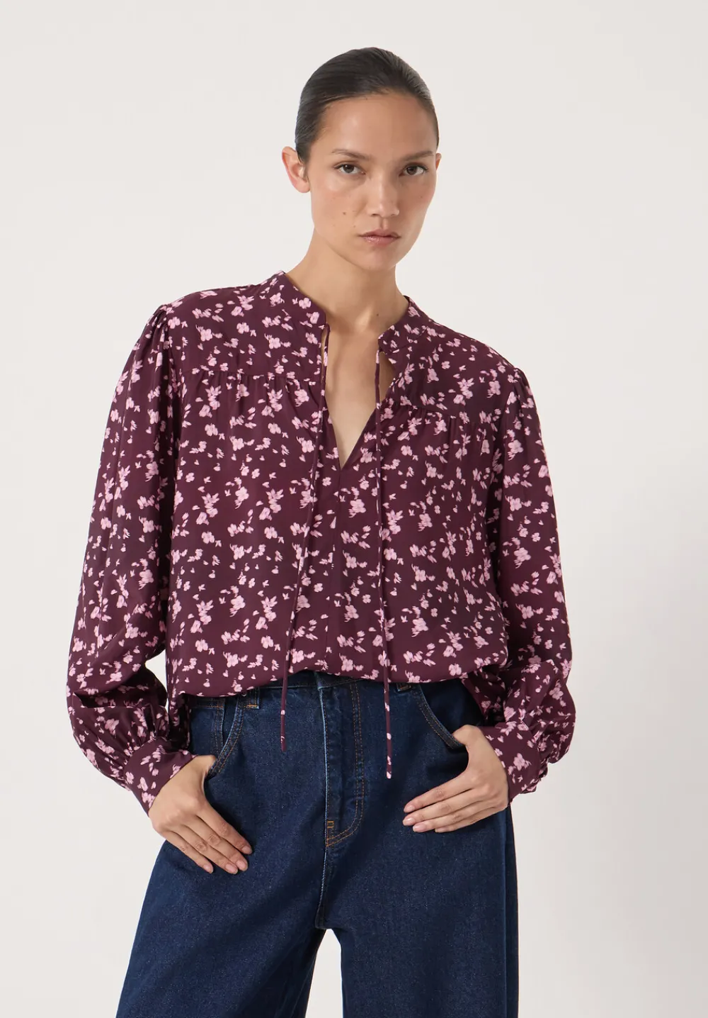 hush Shirts & Blouses|Harlow Tie Front Detail Blouse Ditsy Floral Purple