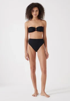 hush Swimwear & Beachwear|Harper High Waisted Crinkle Bikini Bottoms Black