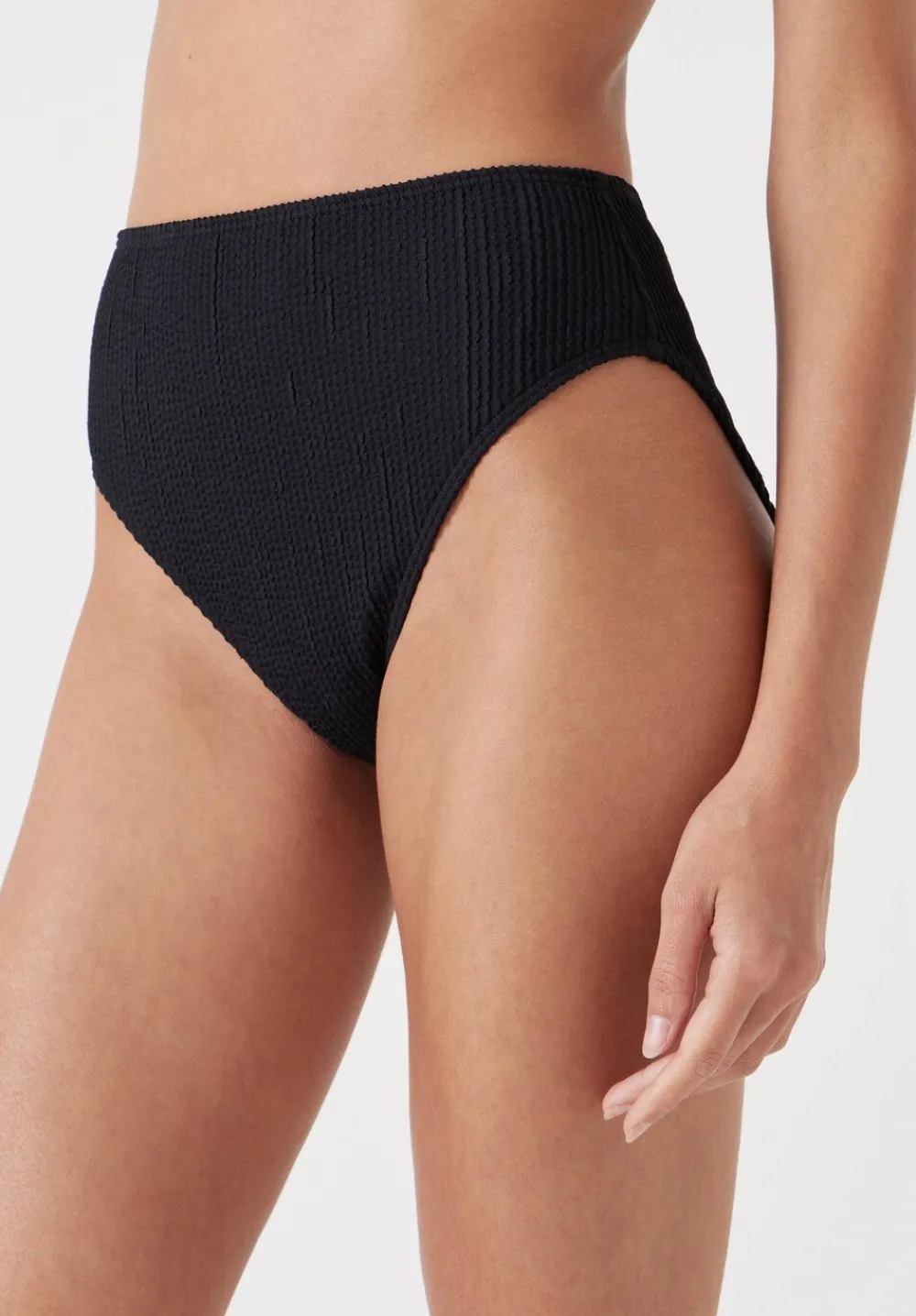 hush Swimwear & Beachwear|Harper High Waisted Crinkle Bikini Bottoms Black