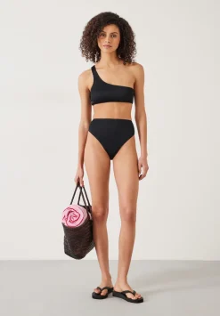 hush Swimwear & Beachwear|Harper High Waisted Rib Bikini Bottoms Black
