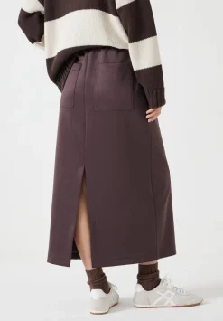hush Skirts|Harrison Pintuck Jersey Skirt Raisin Brown