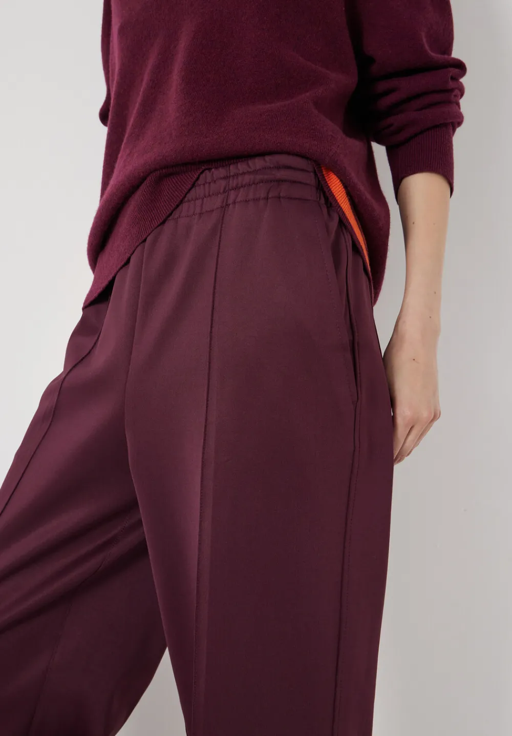 hush Joggers & Leggings|Trousers|Harrison Pintuck Joggers Wine Red