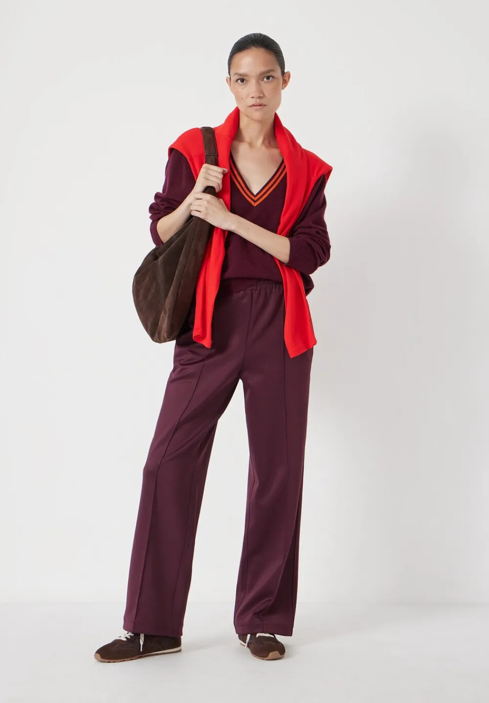 hush Joggers & Leggings|Trousers|Harrison Pintuck Joggers Wine Red
