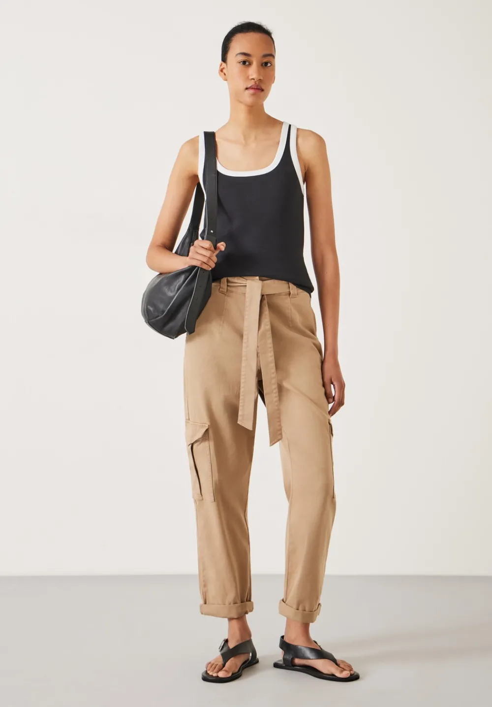 hush Trousers|High Waist Belted Trousers Soft Brown