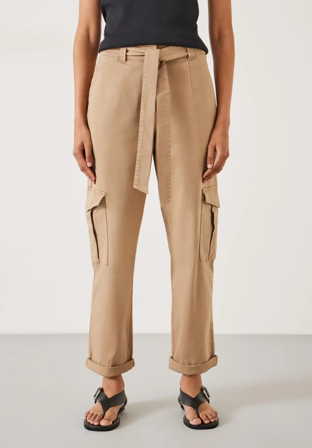 hush Trousers|High Waist Belted Trousers Soft Brown