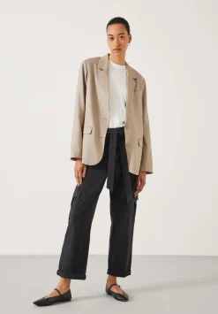 hush Trousers|High Waist Belted Trousers Washed Black
