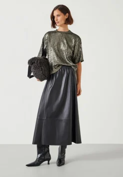 hush Tops & T-Shirts|Holly Sequin T-Shirt Matte Khaki Green Sequins